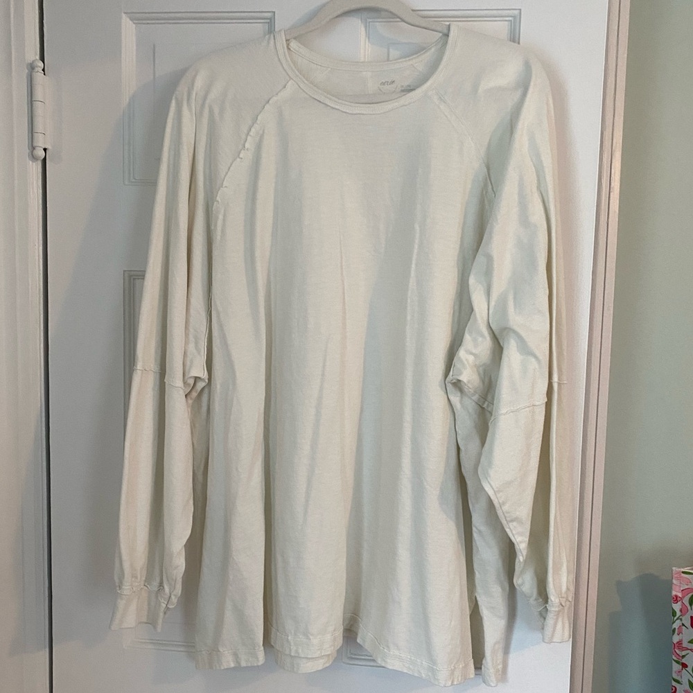 aerie Cream Crewneck Long Sleeve Top